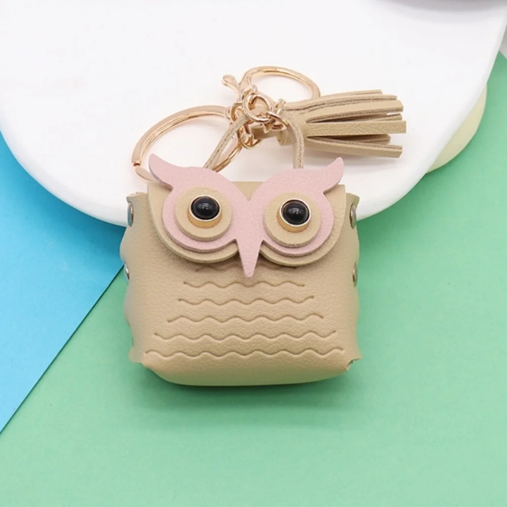 Cute Owl Keychain Pouch - Beige Pink